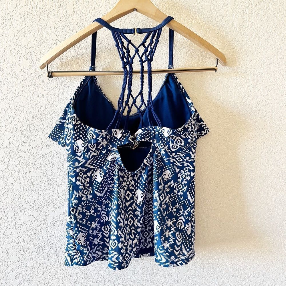 CATALINA Swim Ruffle Macrame Padded Tankini Top Size S - Picture 3 of 4